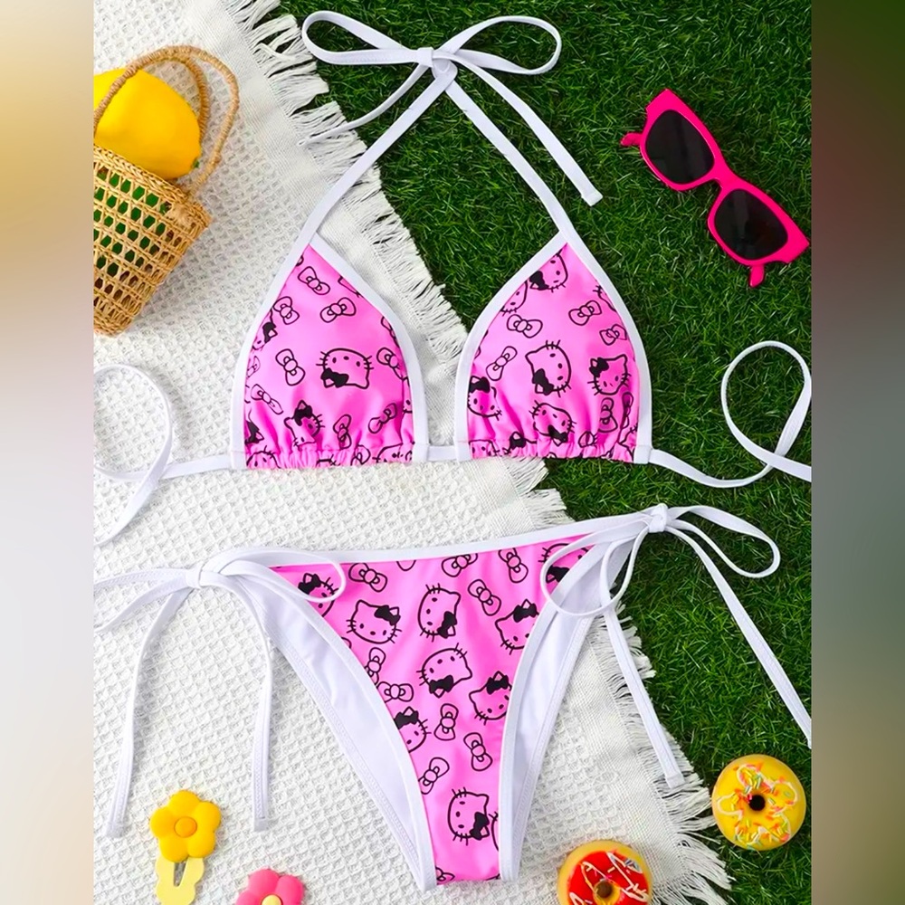 NWOT Hello Kitty Triangle String Bikini Set - Picture 2 of 5